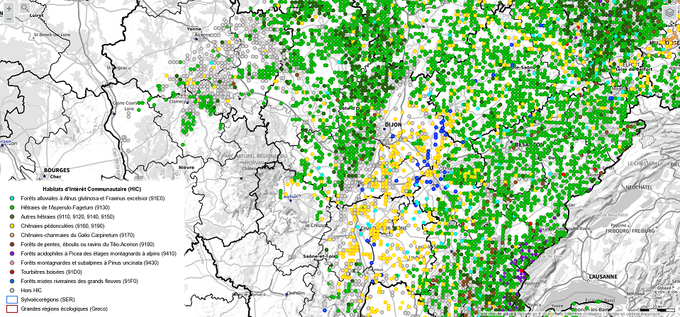 Habitats forestiers d'interet communautaire, les connaitre à travers une carte interactive