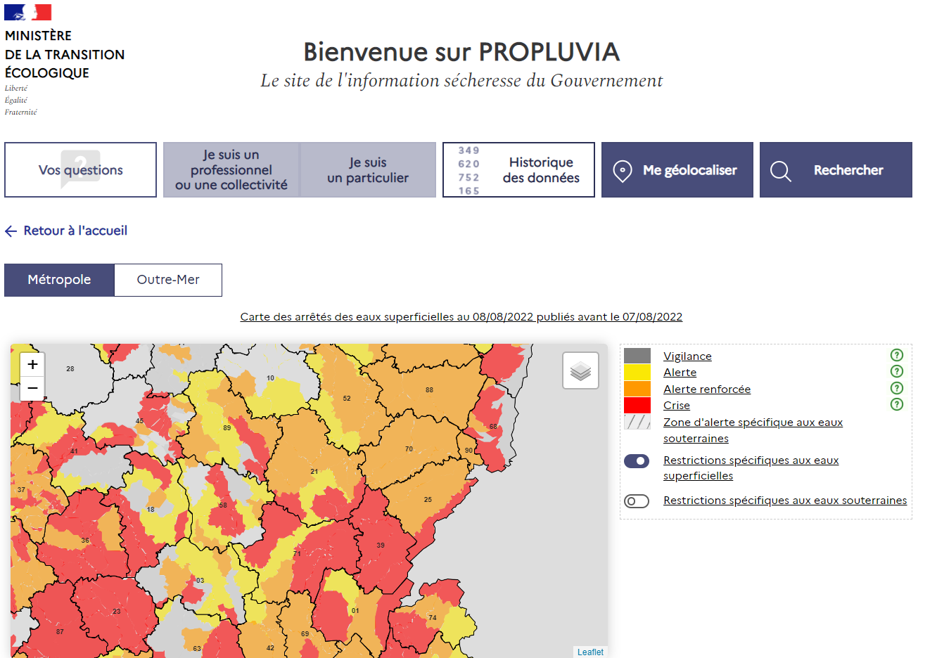 Propluvia : Le site de l'information sécheresse du Gouvernement