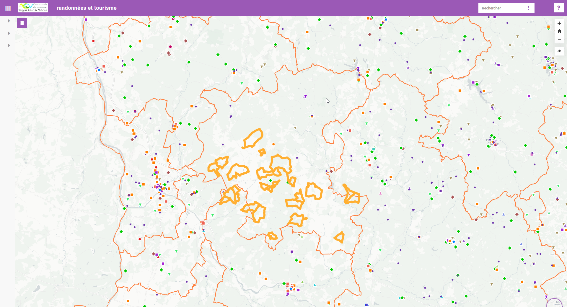 Carte interactive des randonnée sur la Communauté de Communes d'Amognes Coeur du nivernais